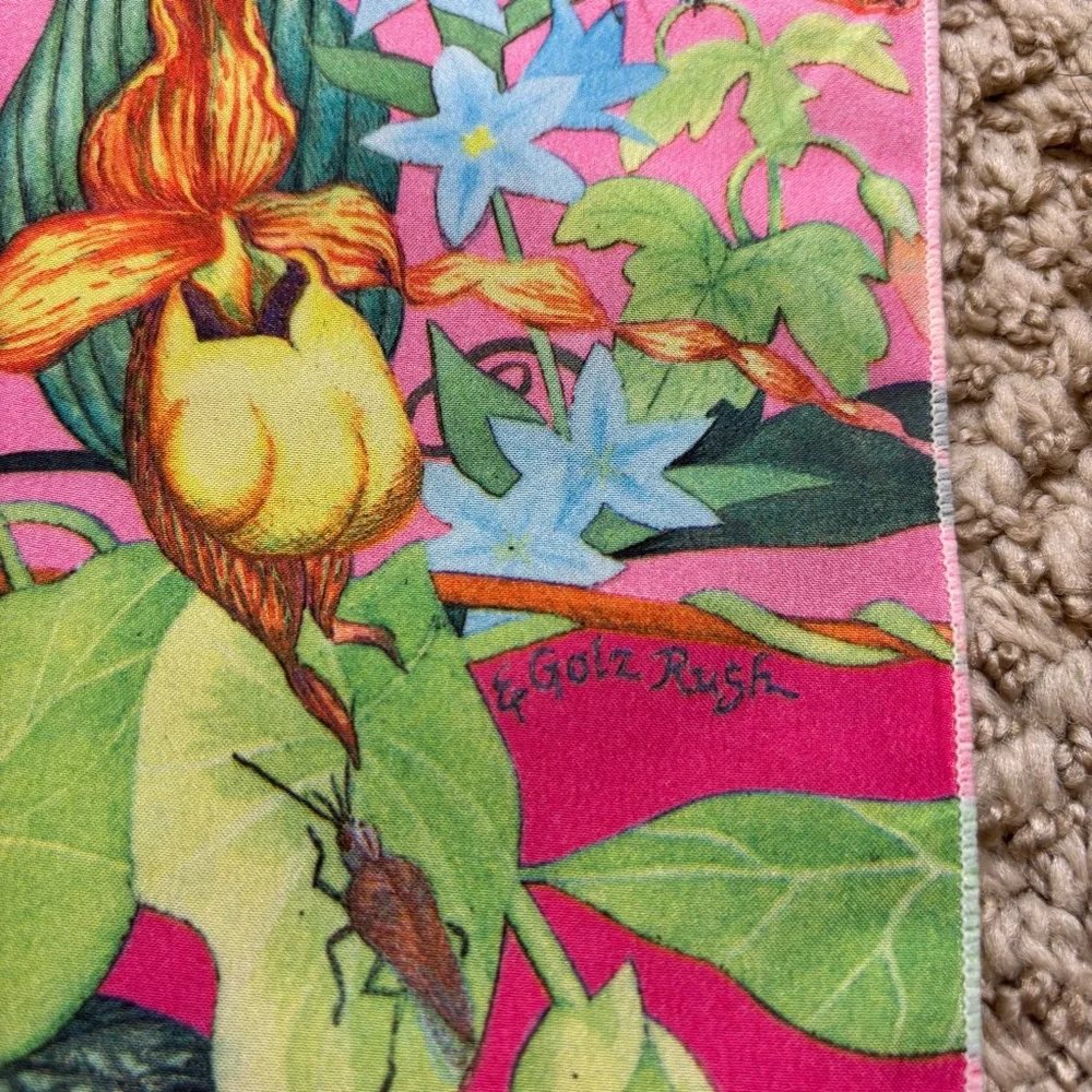 Vintage E. Goltz Rush‎ Floral Butterfly Scarf in Excellent Condition